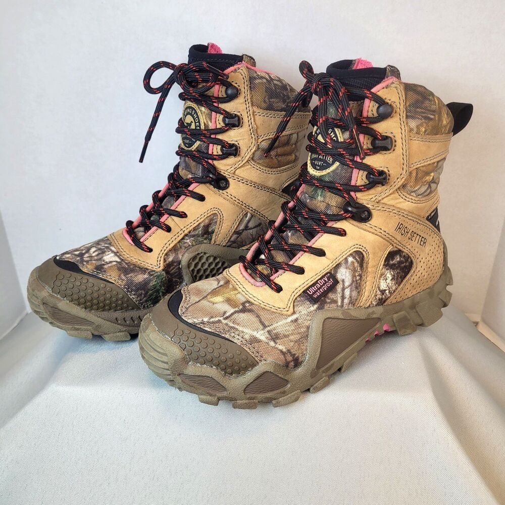 Red Wing Irish Setter Hunt 2862 Waterproof Vaprtrek Boot Womens Size 5 Camo Pink